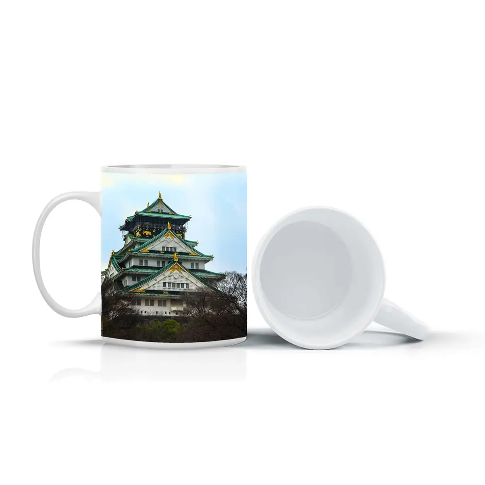 Osaka Castle Green Roofs Overcast Sky – Mugs