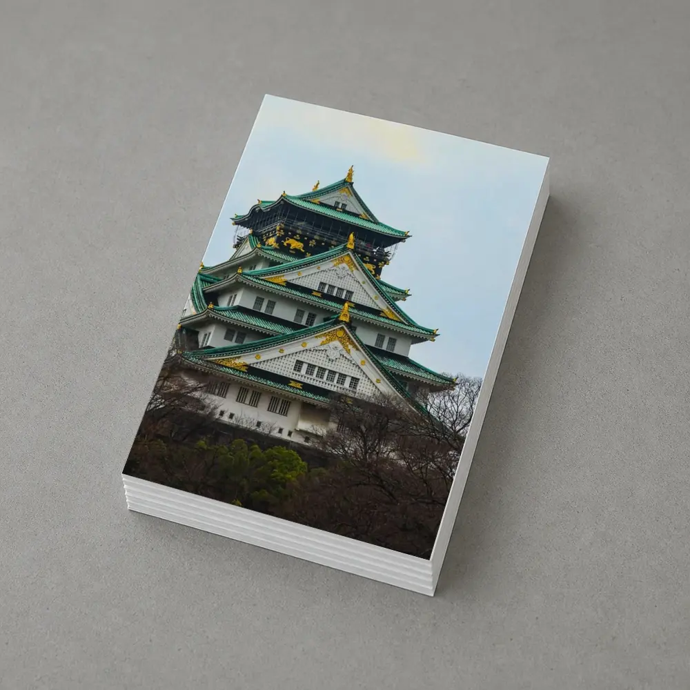 Osaka Castle Green Roofs Overcast Sky – Postcards