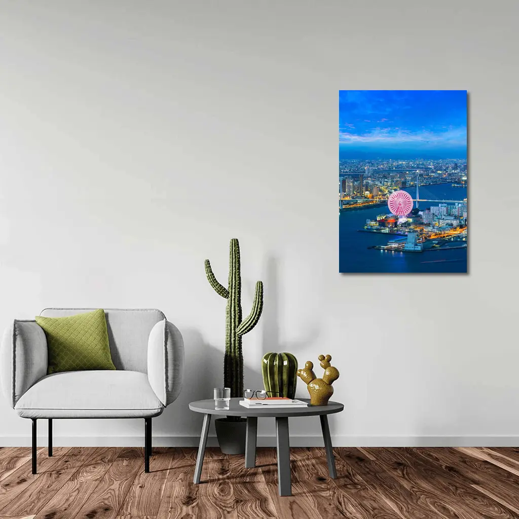 Osaka Bay Ferris Wheel Night City View – Wall Art