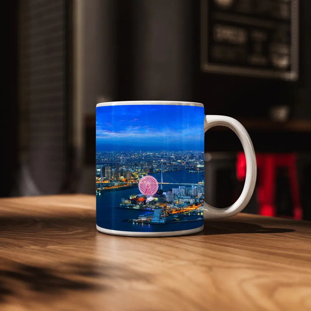 Osaka Bay Ferris Wheel Night City View – Mugs