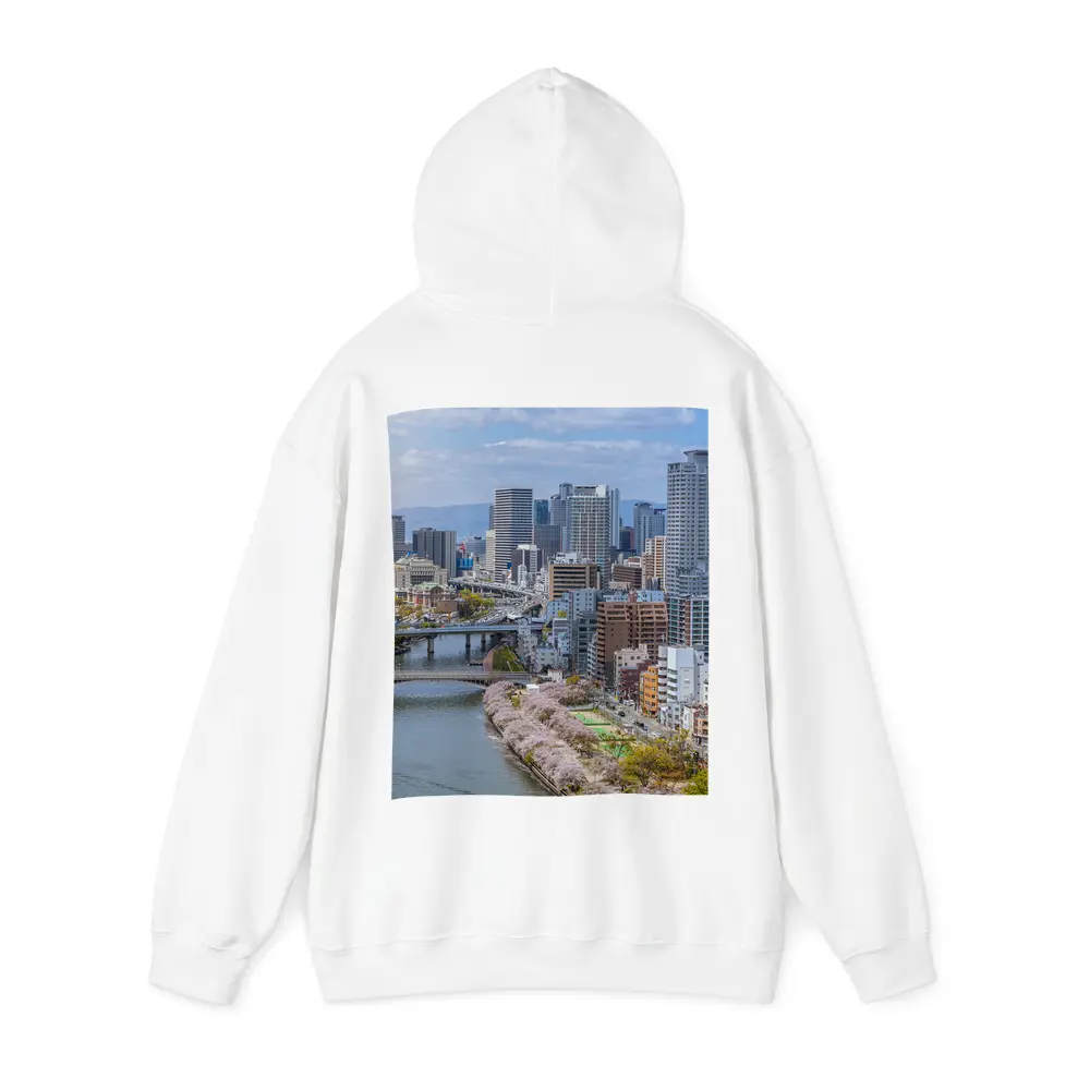 Osaka Skyline Cherry Blossoms River View – Hoodies