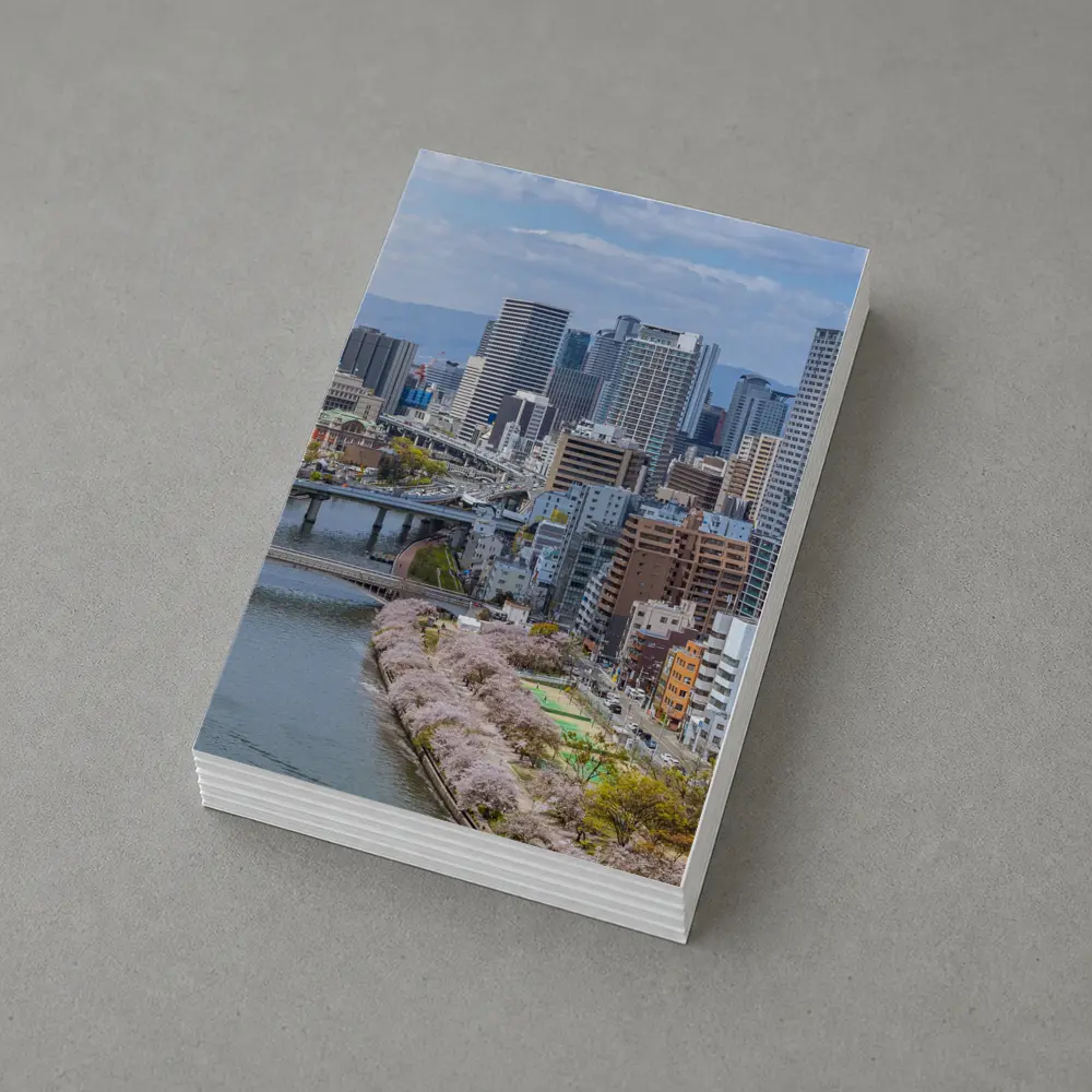 Osaka Skyline Cherry Blossoms River View – Postcards