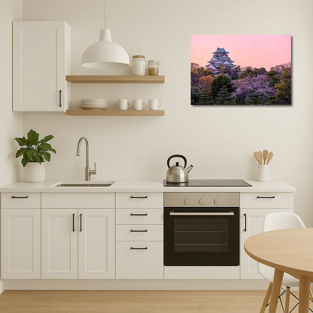 Osaka Castle Cherry Blossoms Pink Sunset – Wall Art