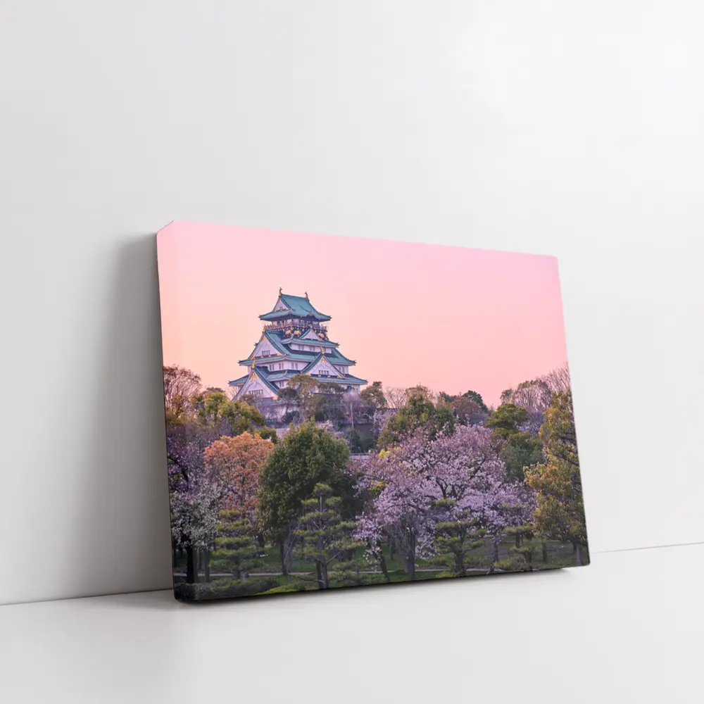Osaka Castle Cherry Blossoms Pink Sunset – Wall Art