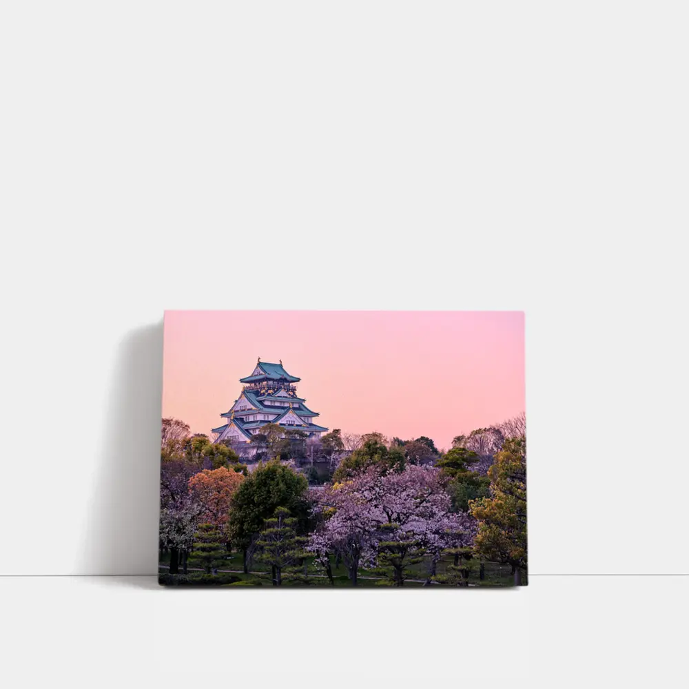 Osaka Castle Cherry Blossoms Pink Sunset – Wall Art