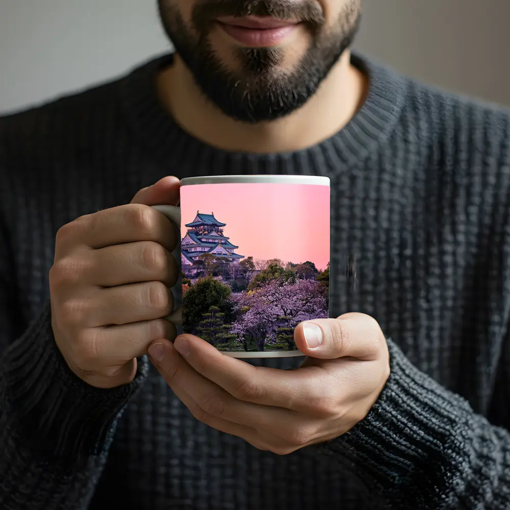 Osaka Castle Cherry Blossoms Pink Sunset – Mugs