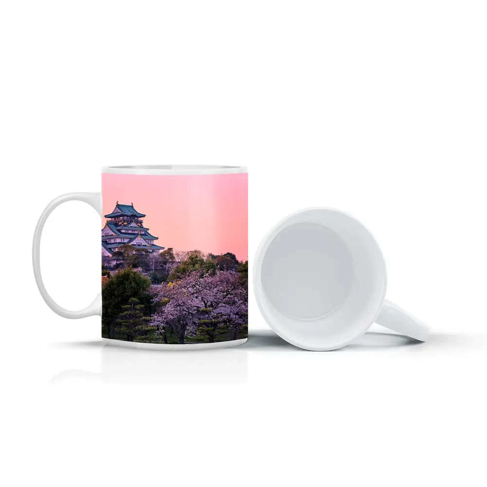 Osaka Castle Cherry Blossoms Pink Sunset – Mugs