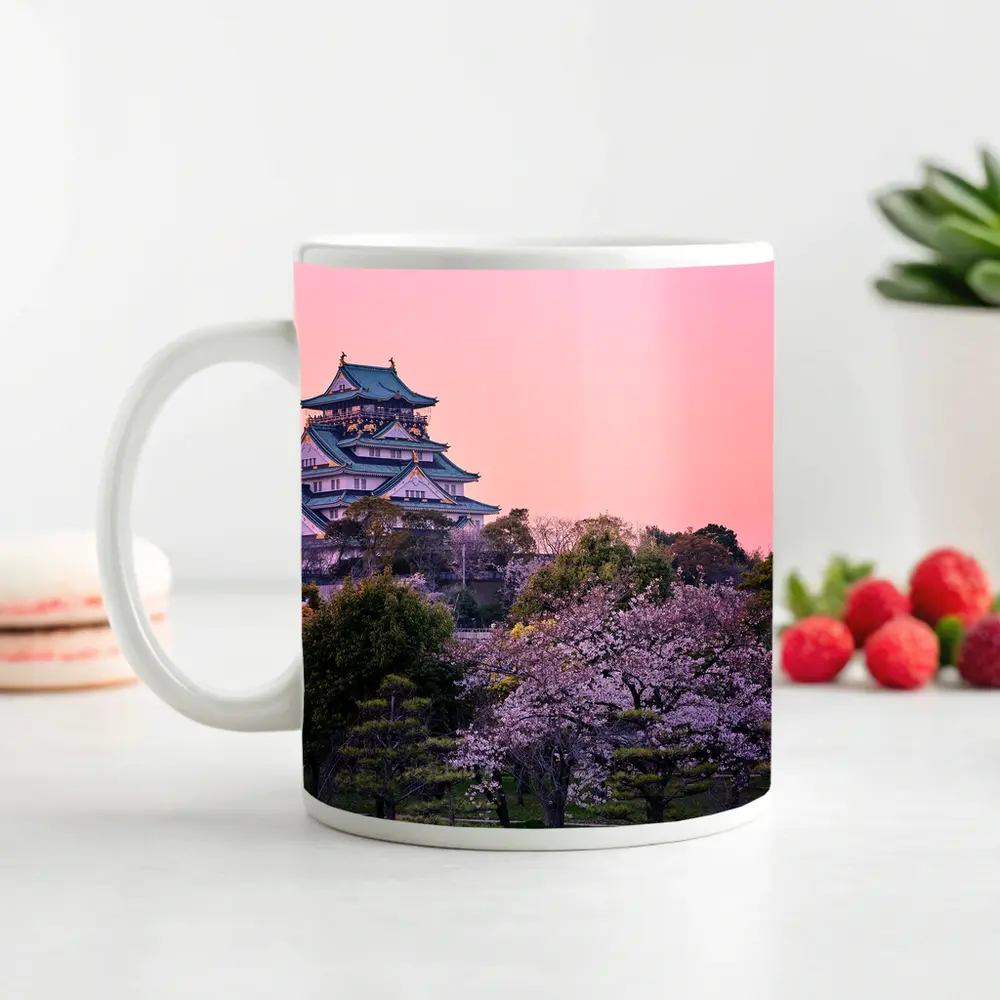 Osaka Castle Cherry Blossoms Pink Sunset – Mugs