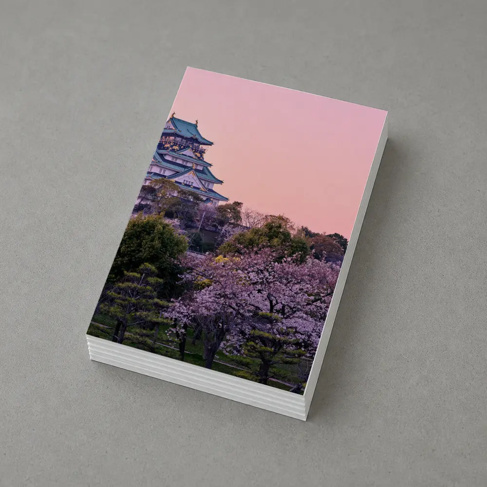 Osaka Castle Cherry Blossoms Pink Sunset – Postcards
