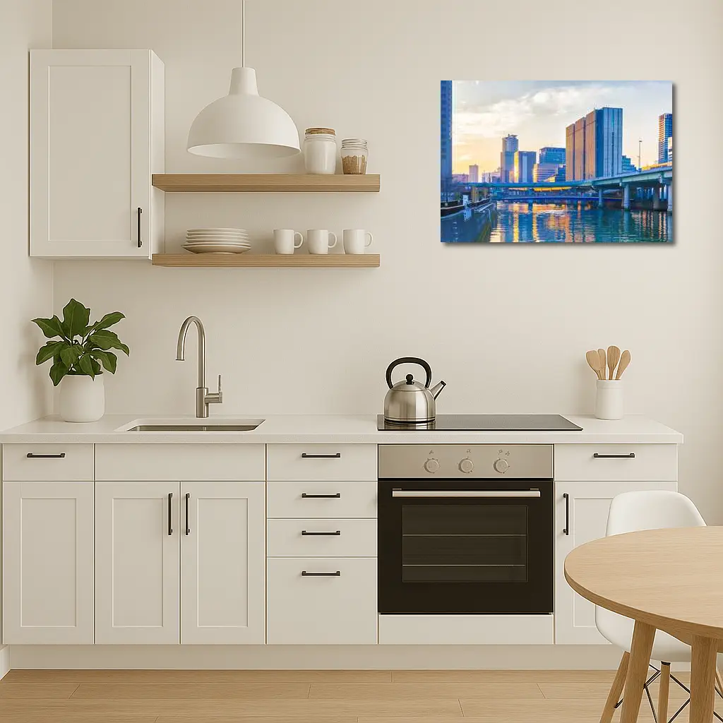 Osaka Japan Skyline River Golden Sunset – Wall Art