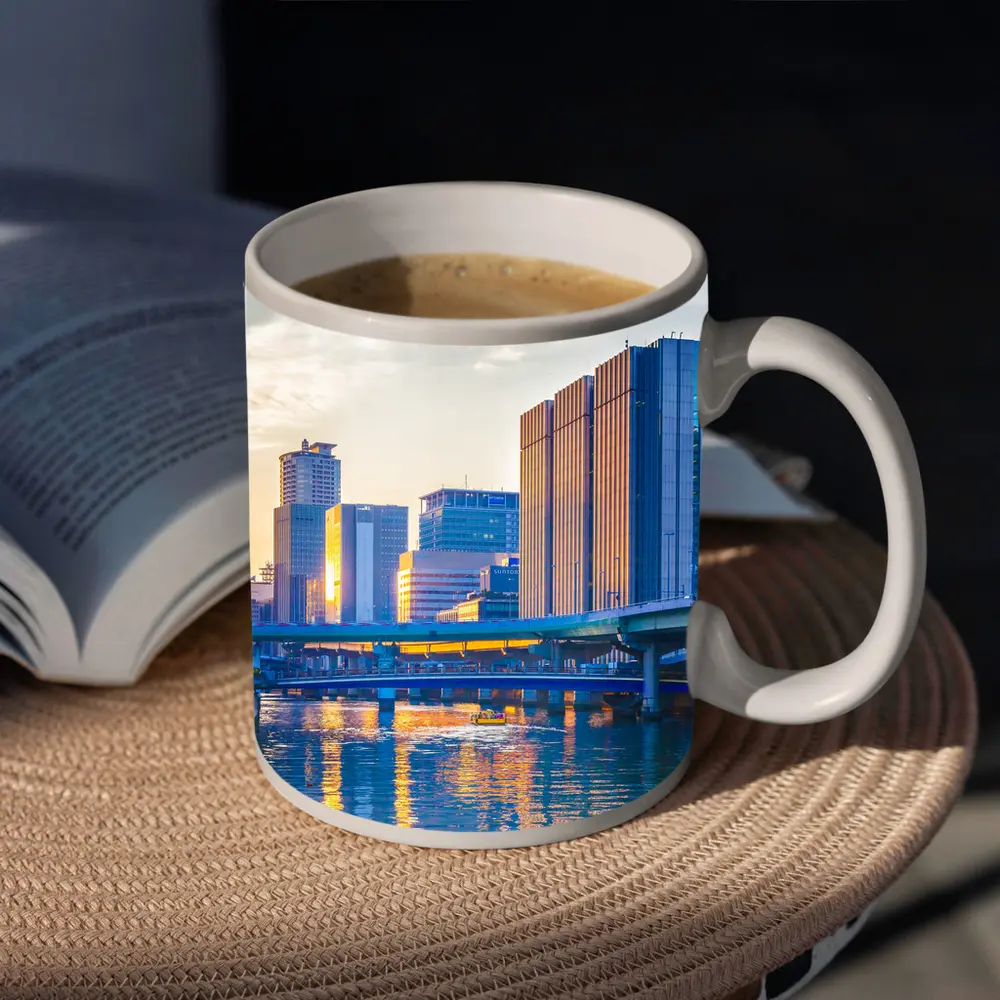 Osaka Japan Skyline River Golden Sunset – Mugs