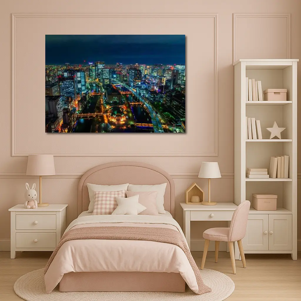 Osaka Japan City Skyline At Night – Wall Art