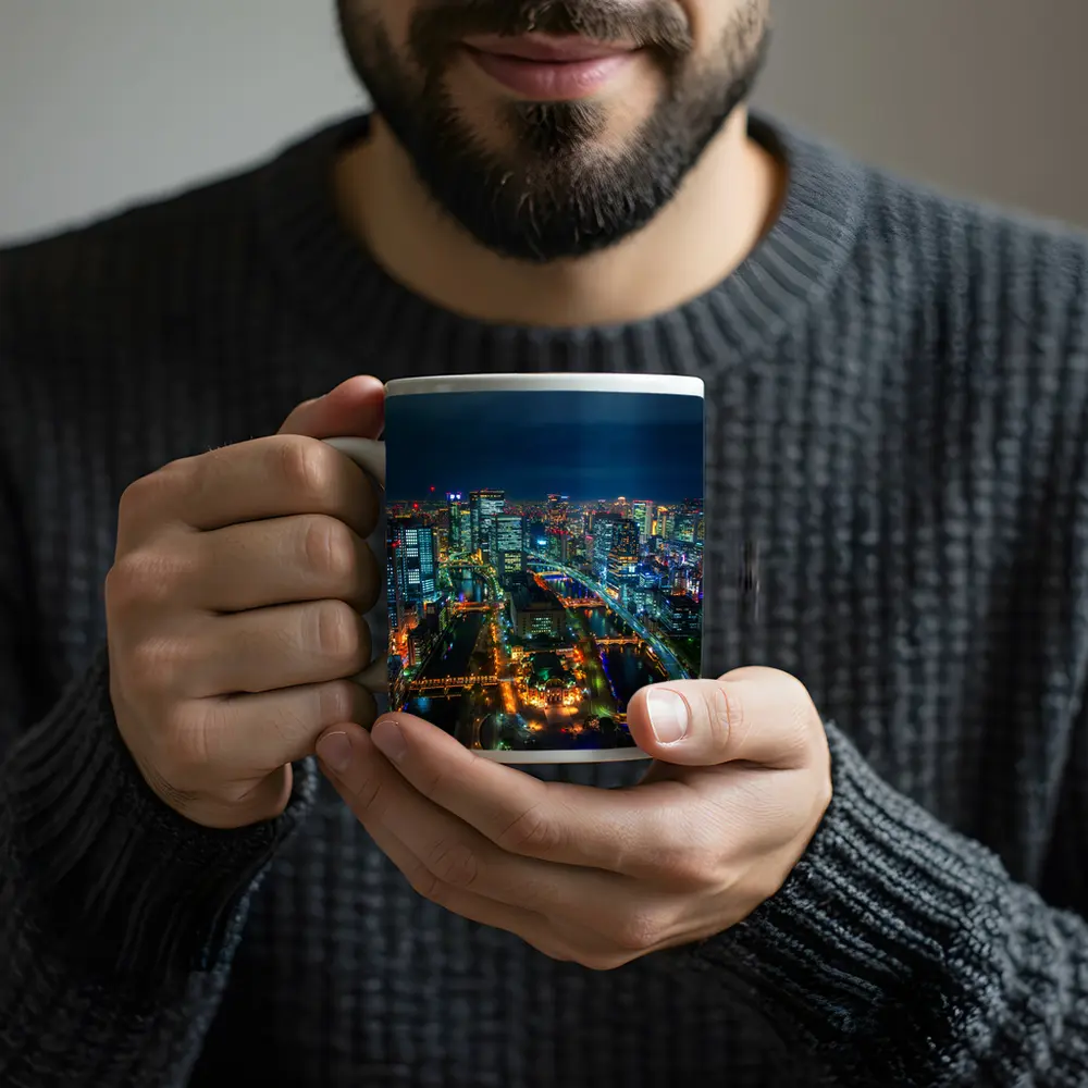 Osaka Japan City Skyline At Night – Mugs