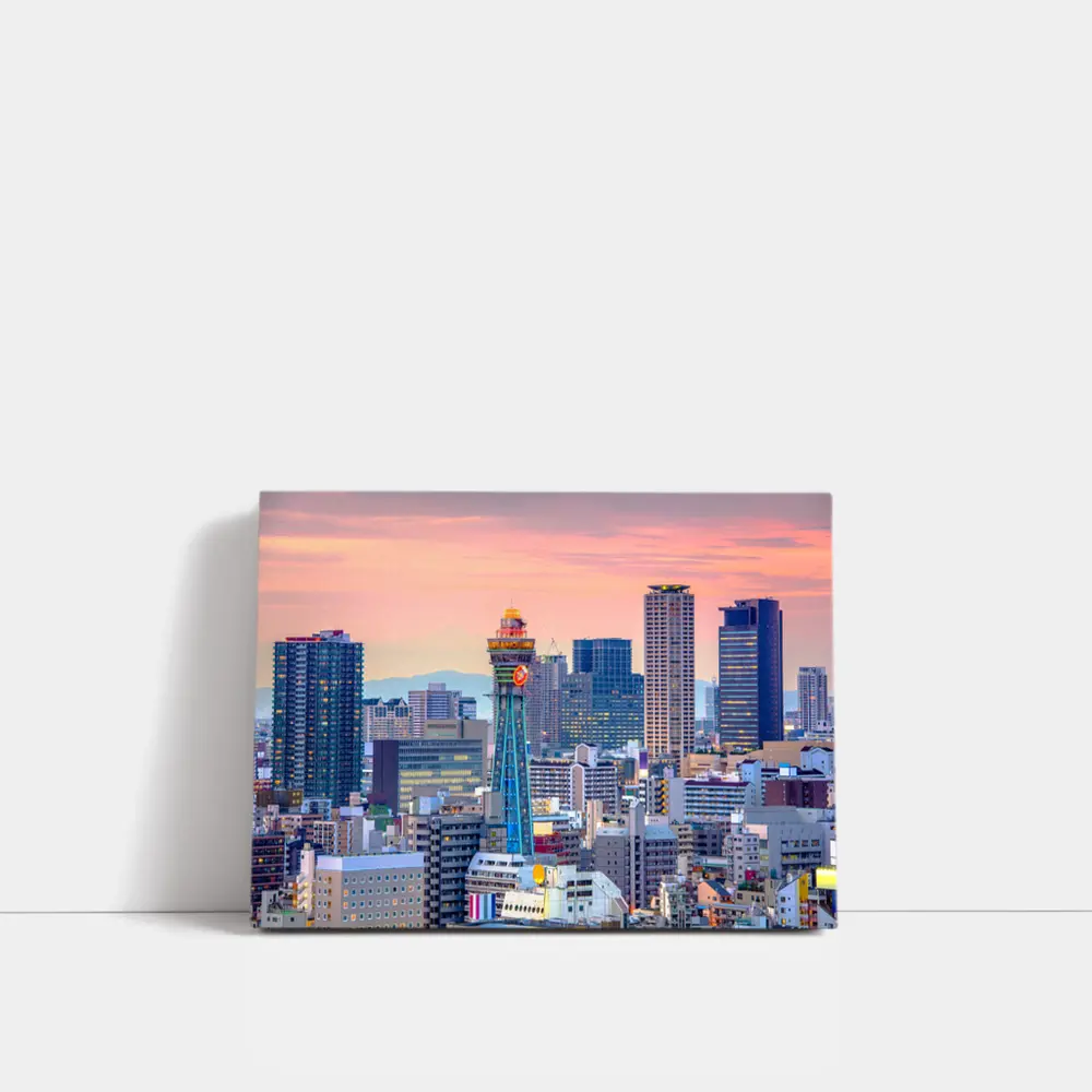 Osaka Japan Skyline at Pink Sunset – Wall Art