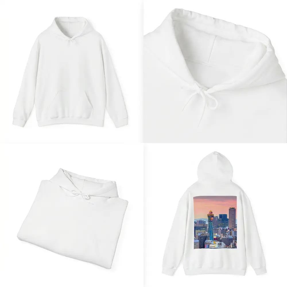 Osaka Japan Skyline at Pink Sunset – Hoodies