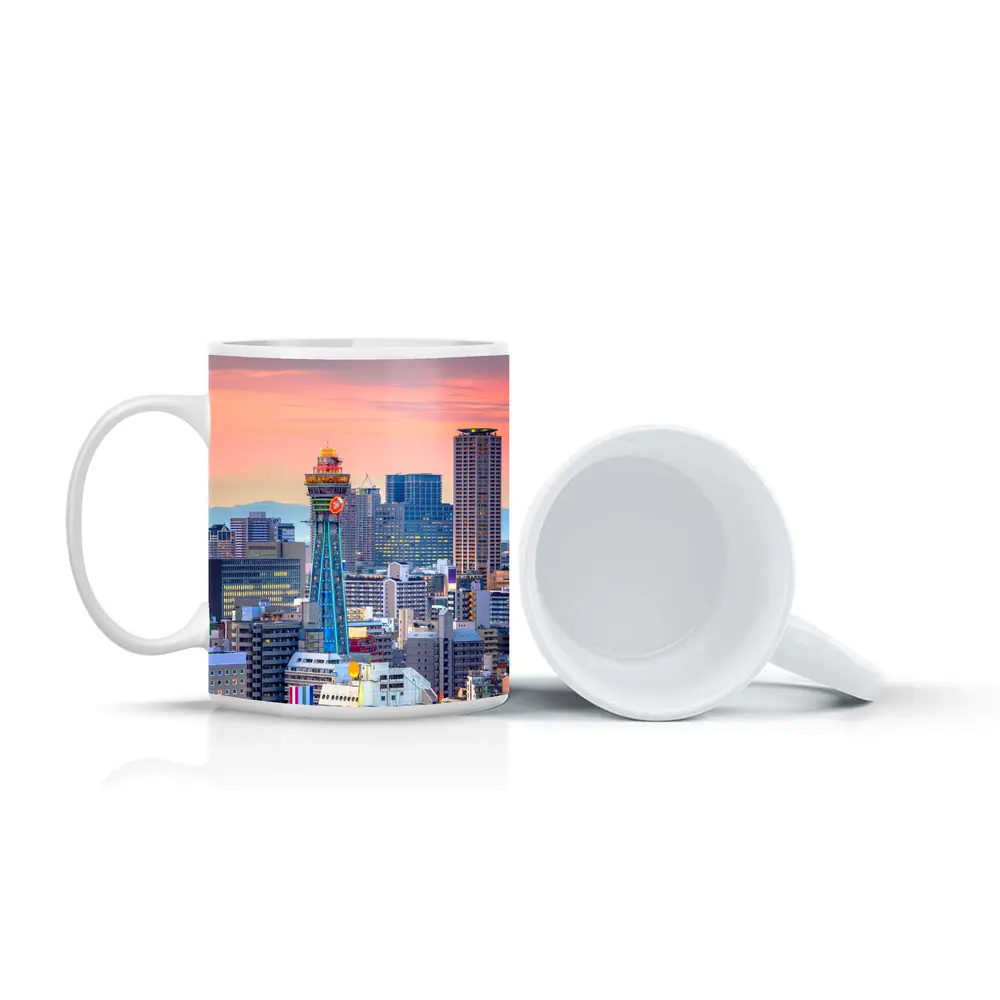 Osaka Japan Skyline at Pink Sunset – Mugs
