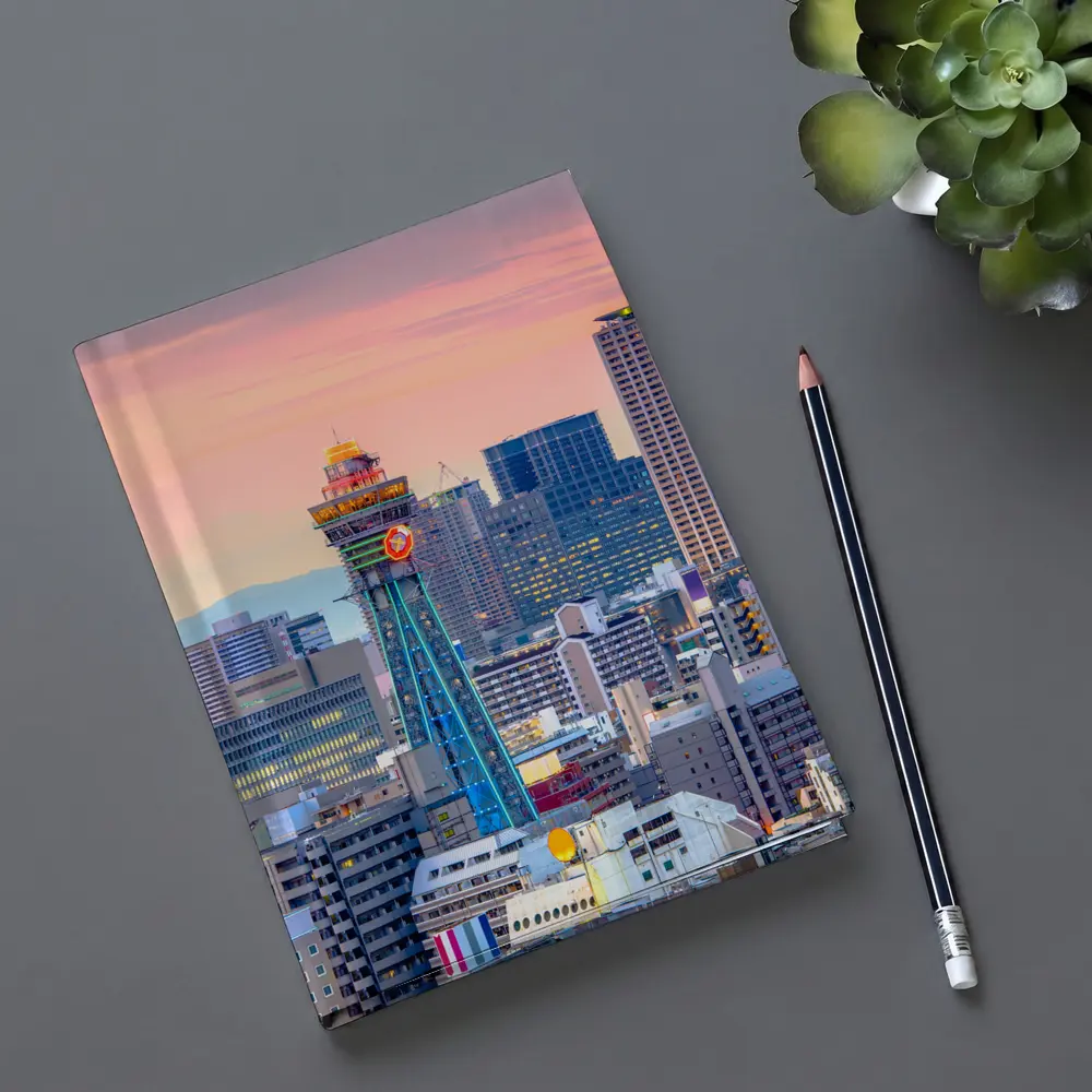 Osaka Japan Skyline at Pink Sunset – Notebooks