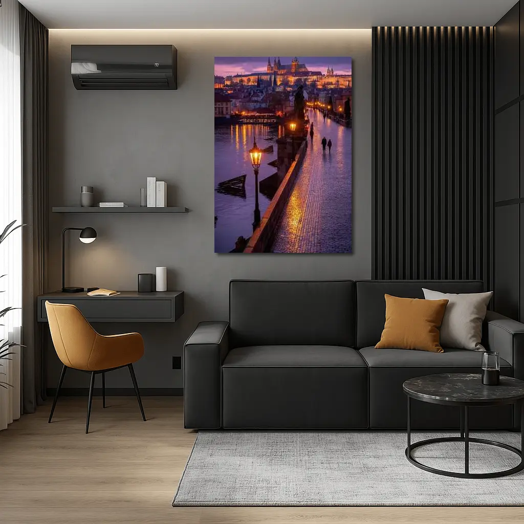 Charles Bridge Prague Castle Night Lights – Wall Art