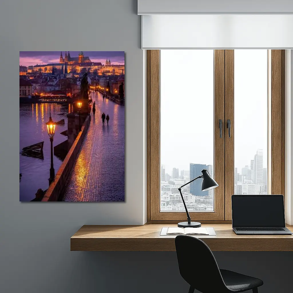 Charles Bridge Prague Castle Night Lights – Wall Art