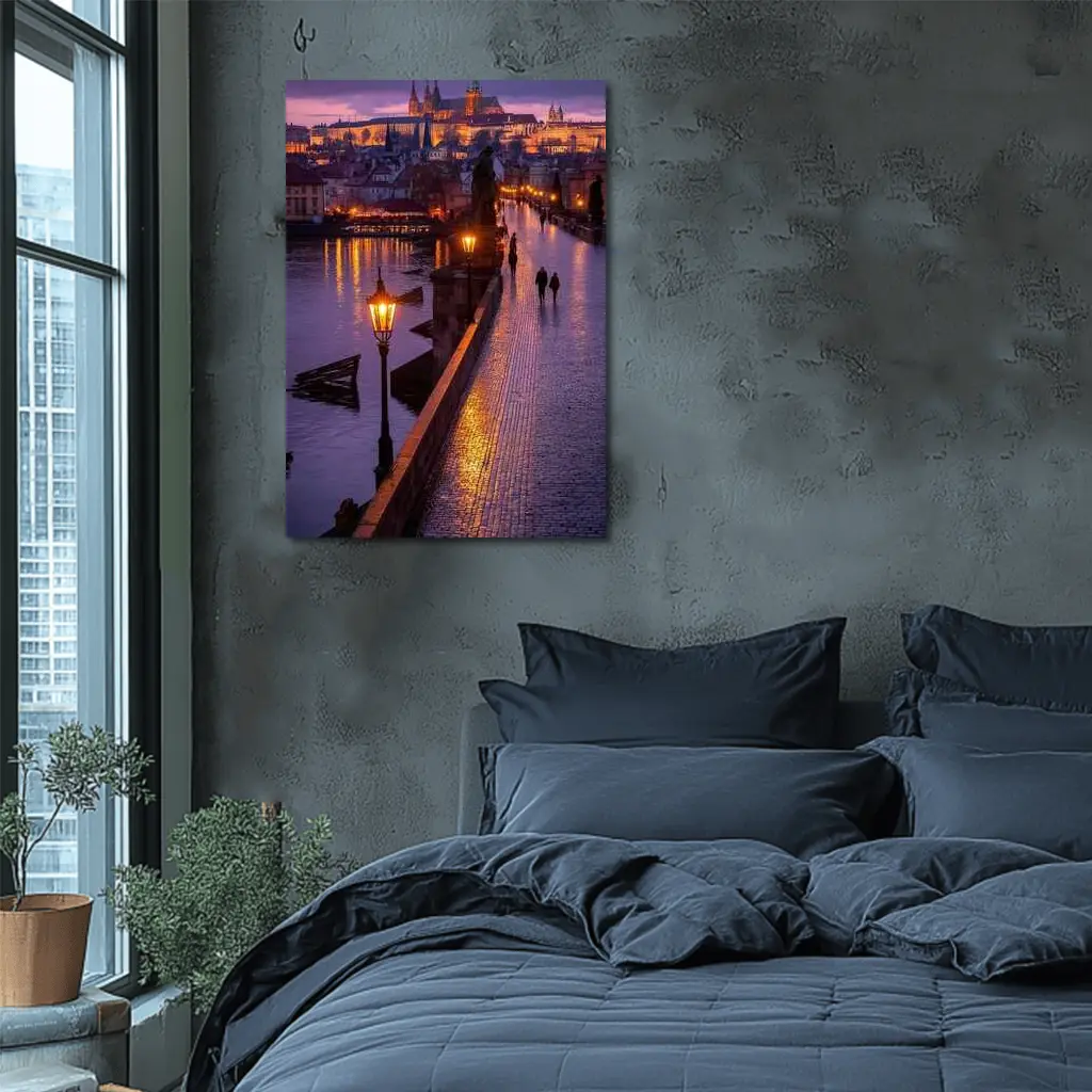 Charles Bridge Prague Castle Night Lights – Wall Art