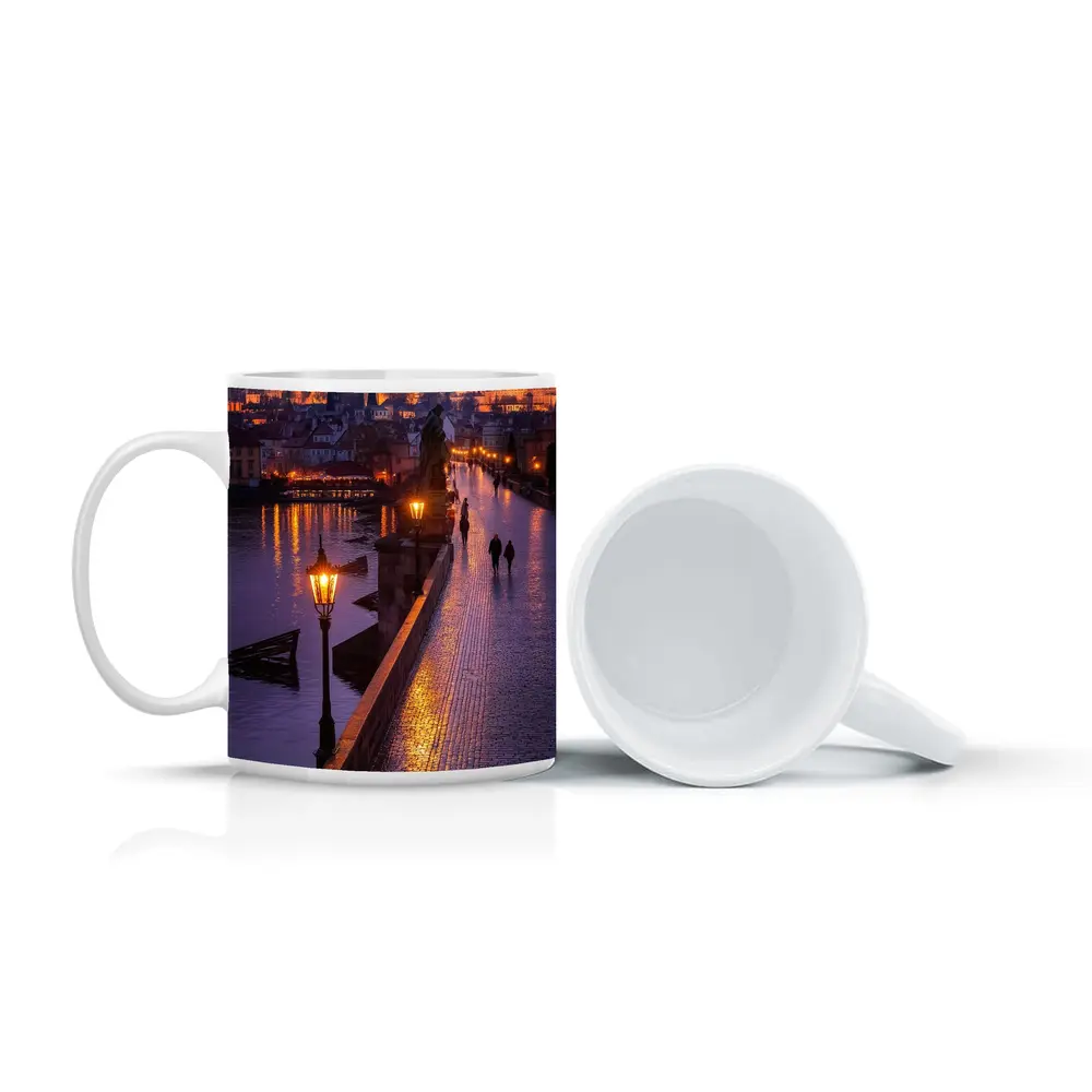 Charles Bridge Prague Castle Night Lights – Mugs