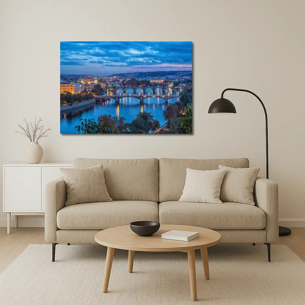 Prague Bridges Over Vltava River At Dusk – Wall Art