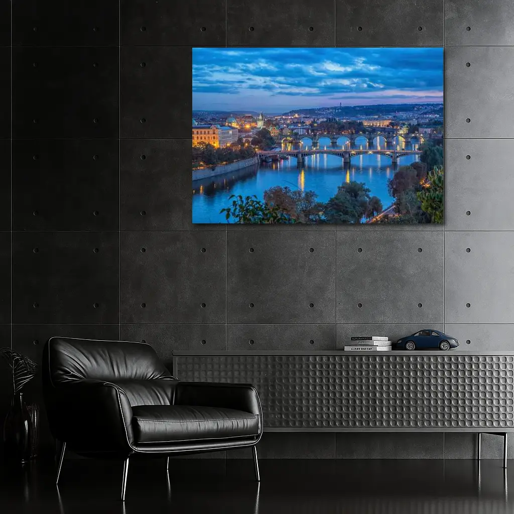 Prague Bridges Over Vltava River At Dusk – Wall Art