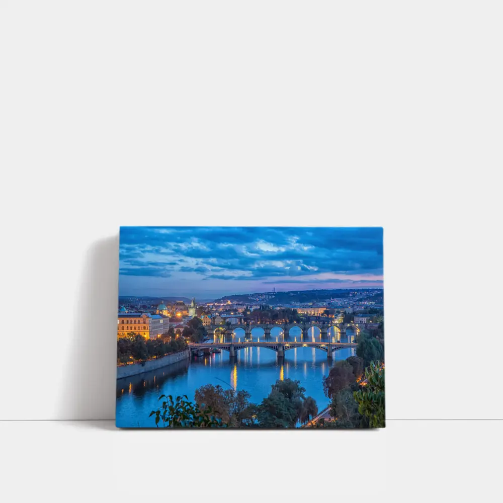 Prague Bridges Over Vltava River At Dusk – Wall Art