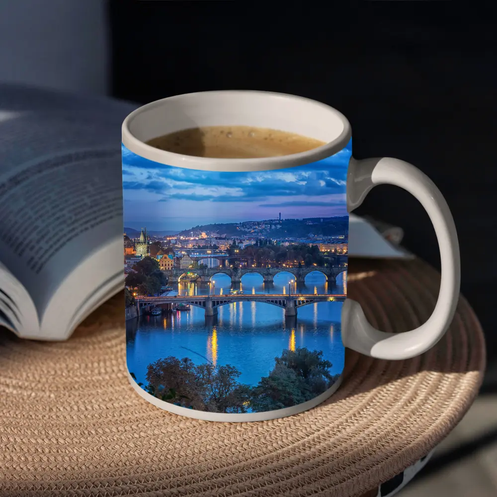 Prague Bridges Over Vltava River At Dusk – Mugs