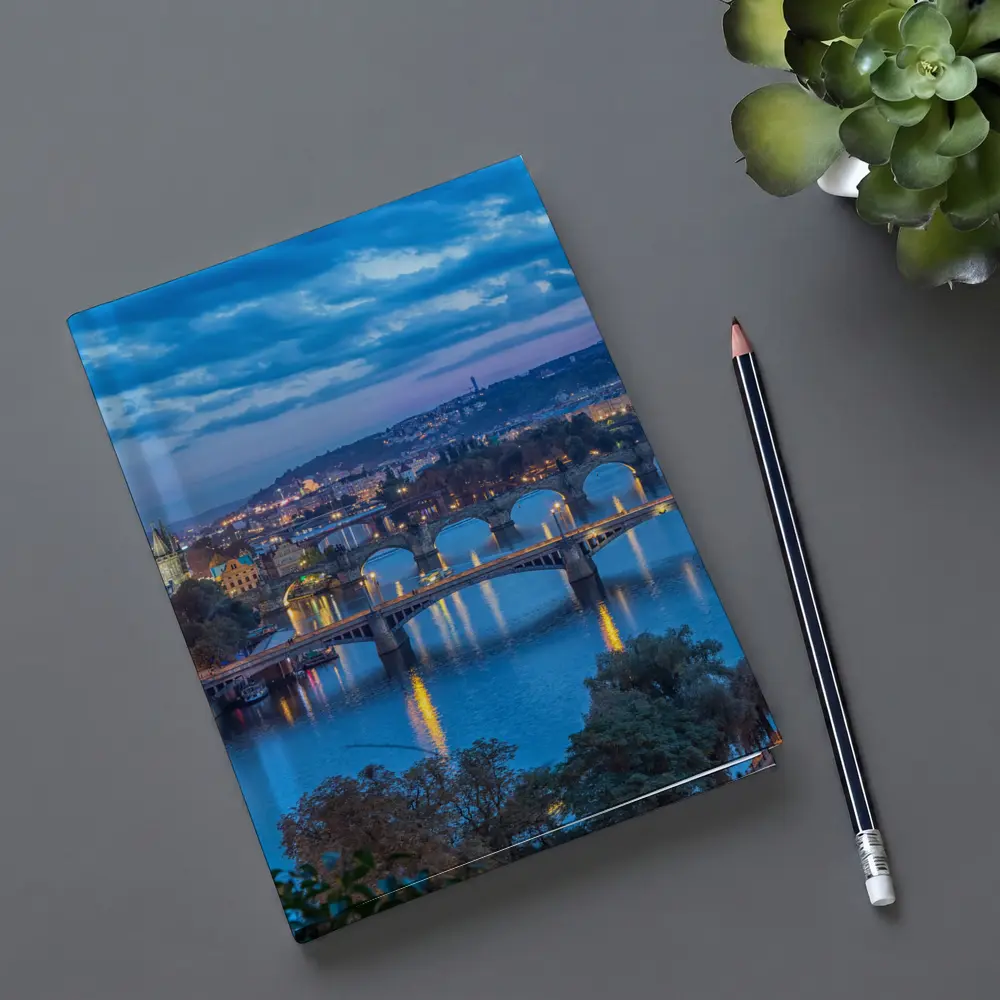 Prague Bridges Over Vltava River At Dusk – Notebooks