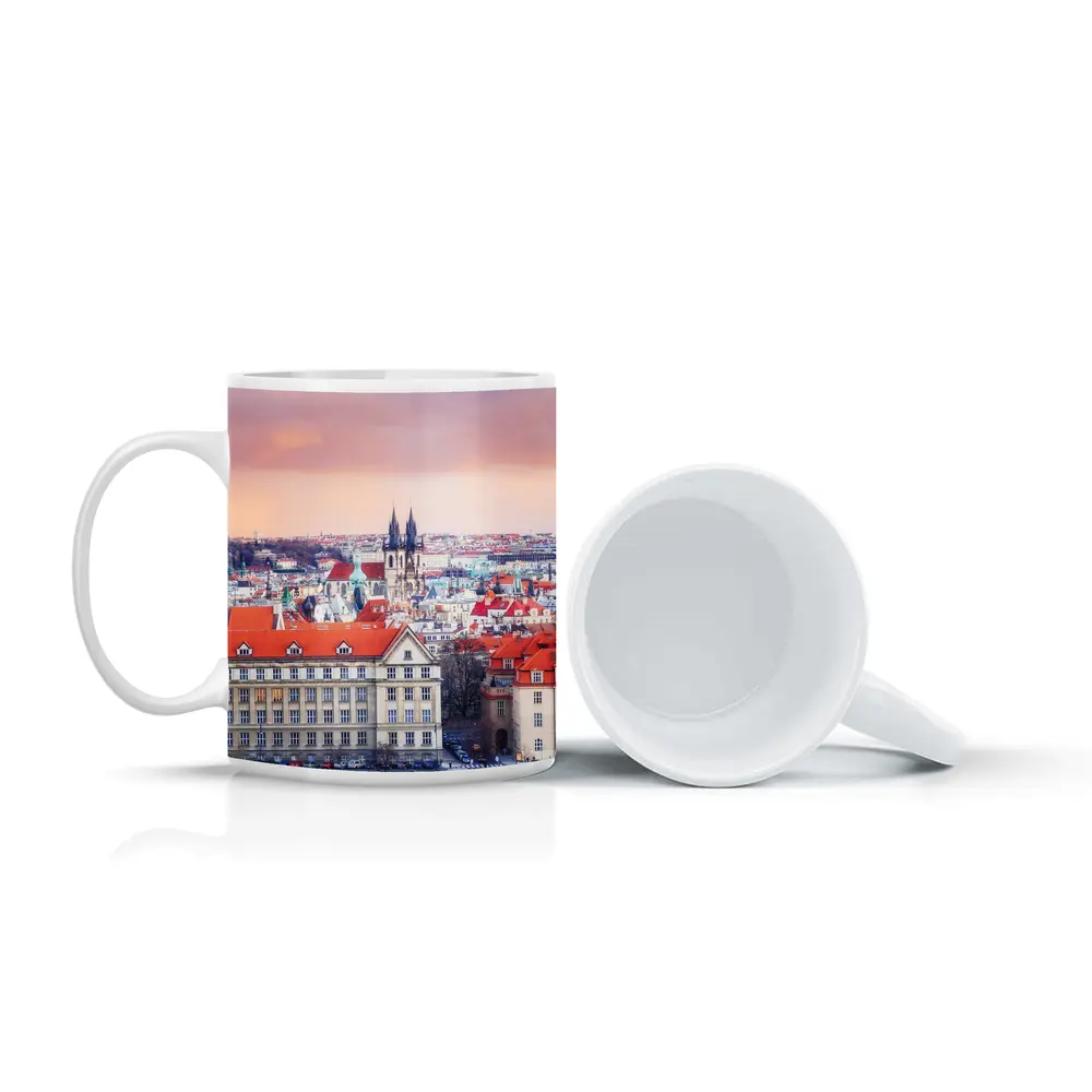 Prague Old Town Rooftops Pink Sky – Mugs
