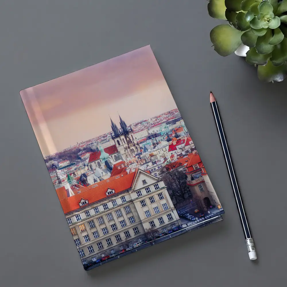 Prague Old Town Rooftops Pink Sky – Notebooks