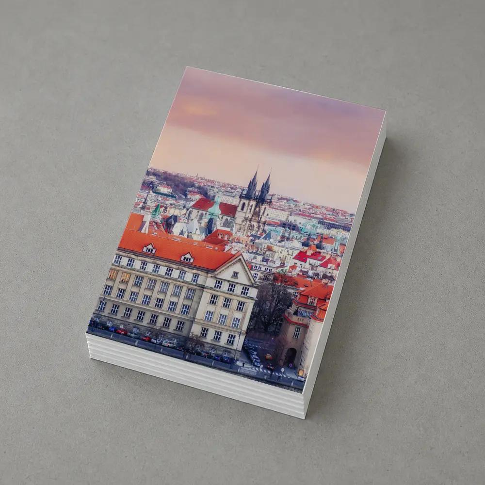 Prague Old Town Rooftops Pink Sky – Postcards