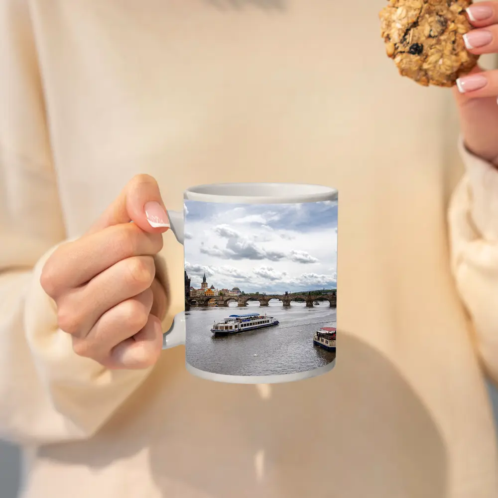 Charles Bridge Prague Vltava River Boats – Mugs
