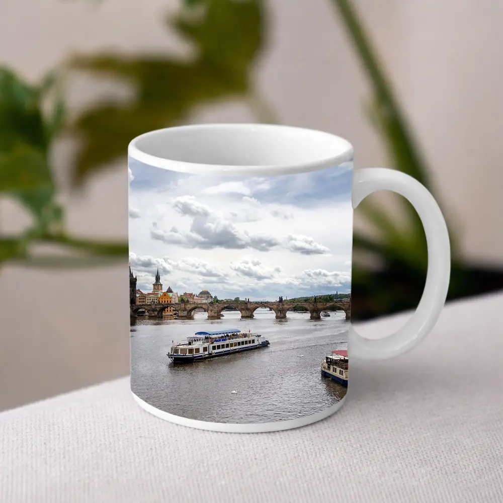 Charles Bridge Prague Vltava River Boats – Mugs