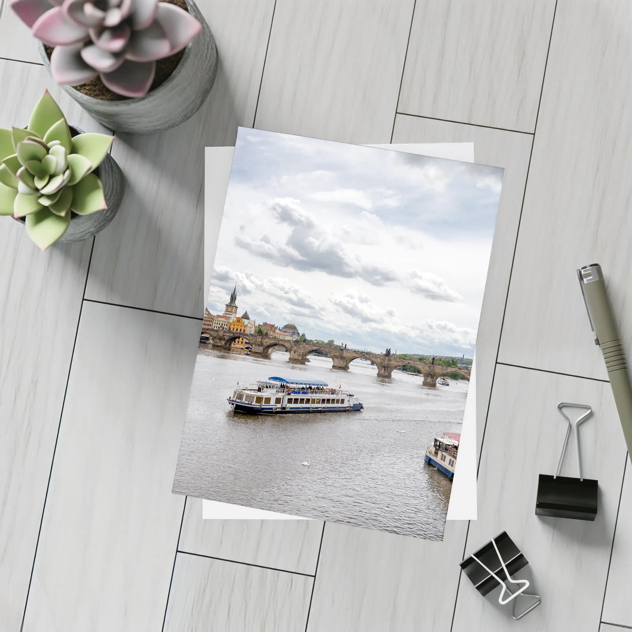 Charles Bridge Prague Vltava River Boats – Postcards