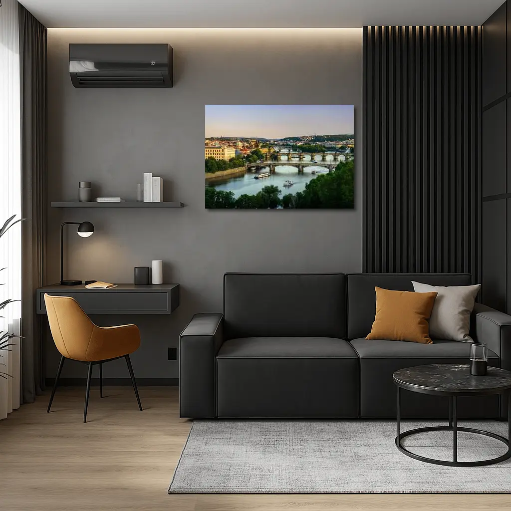 Prague Bridges Over Vltava River Skyline – Wall Art