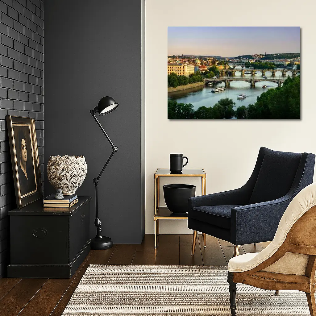 Prague Bridges Over Vltava River Skyline – Wall Art