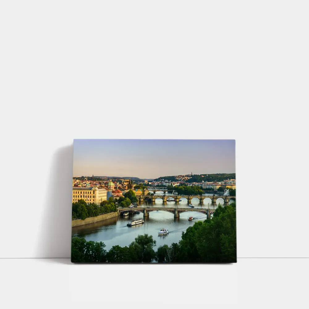 Prague Bridges Over Vltava River Skyline – Wall Art