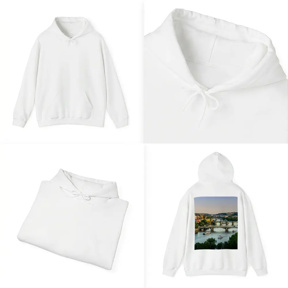 Prague Bridges Over Vltava River Skyline – Hoodies