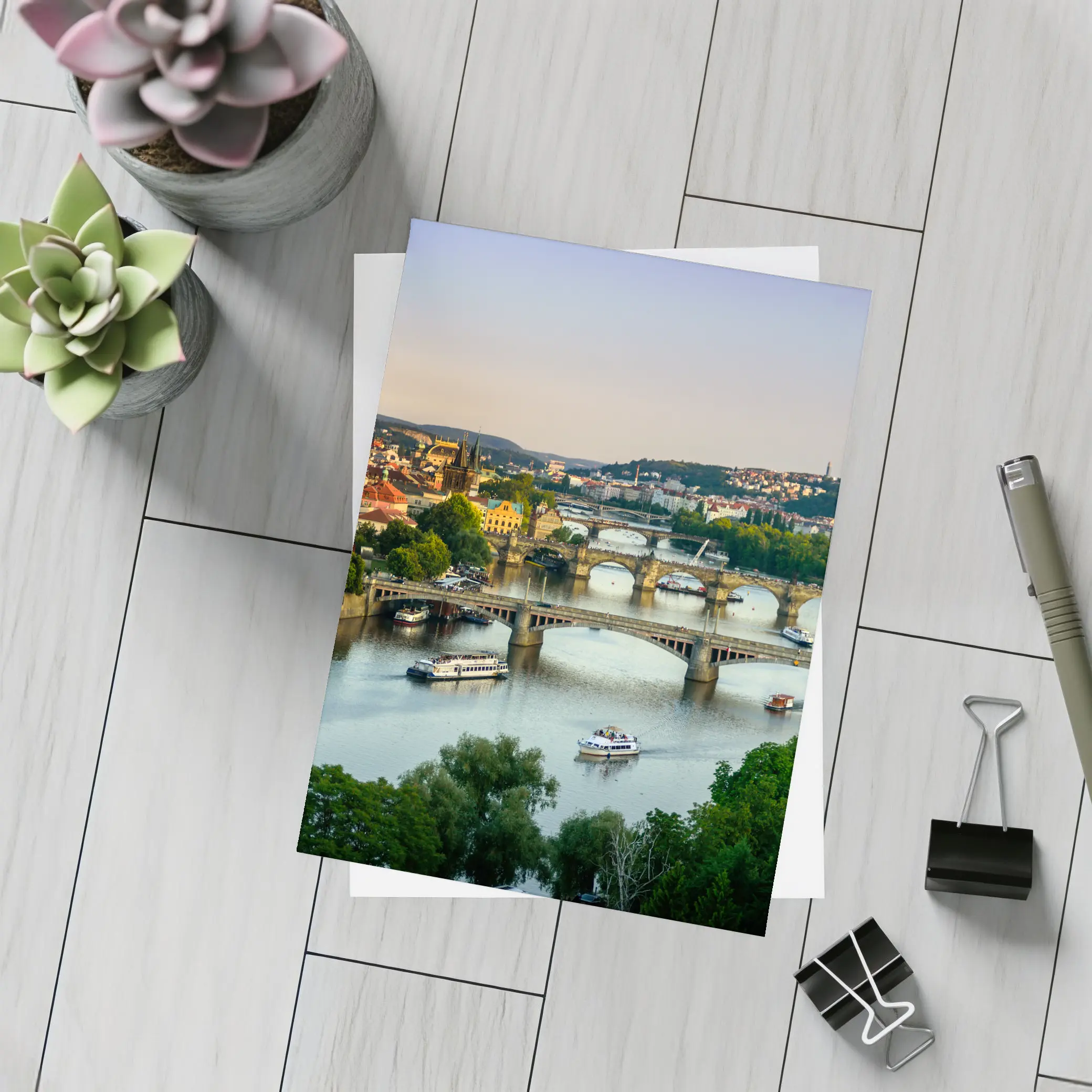 Prague Bridges Over Vltava River Skyline – Postcards