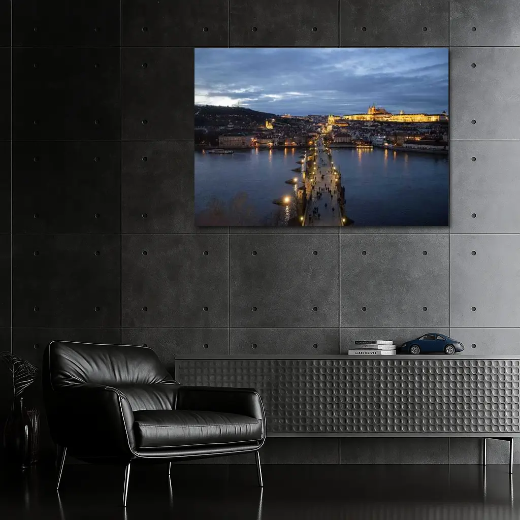 Charles Bridge Prague Castle Dusk River View – Wall Art