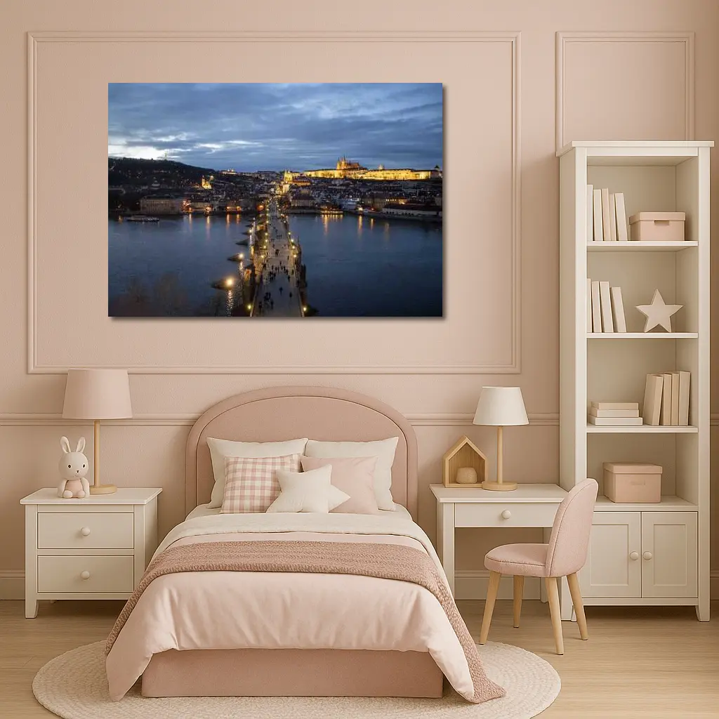 Charles Bridge Prague Castle Dusk River View – Wall Art