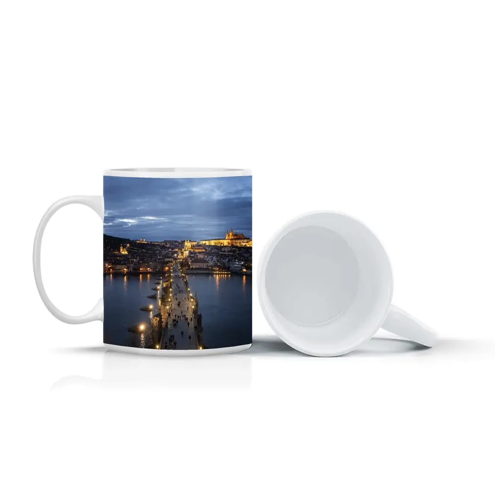 Charles Bridge Prague Castle Dusk River View – Mugs
