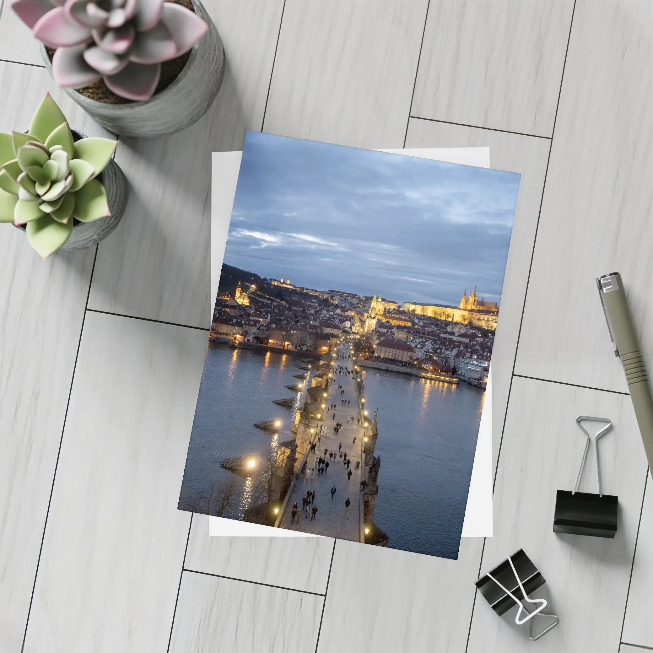 Charles Bridge Prague Castle Dusk River View – Postcards