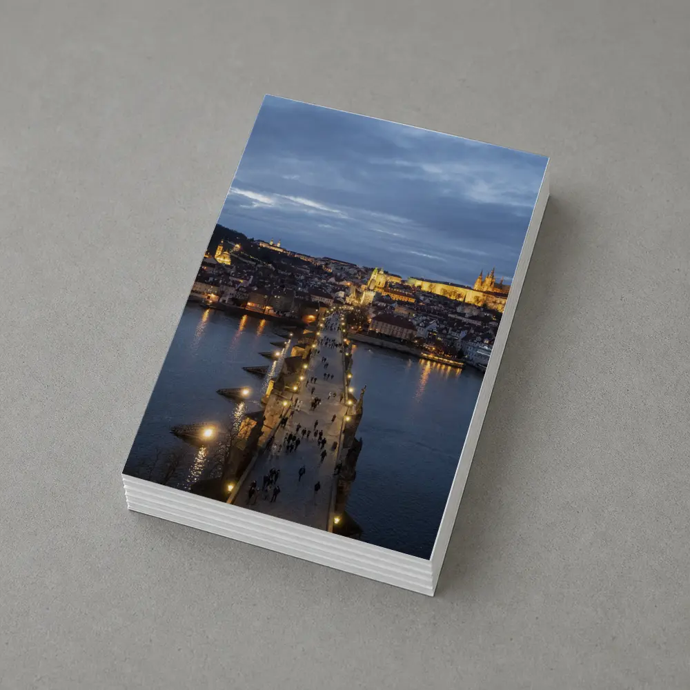 Charles Bridge Prague Castle Dusk River View – Postcards