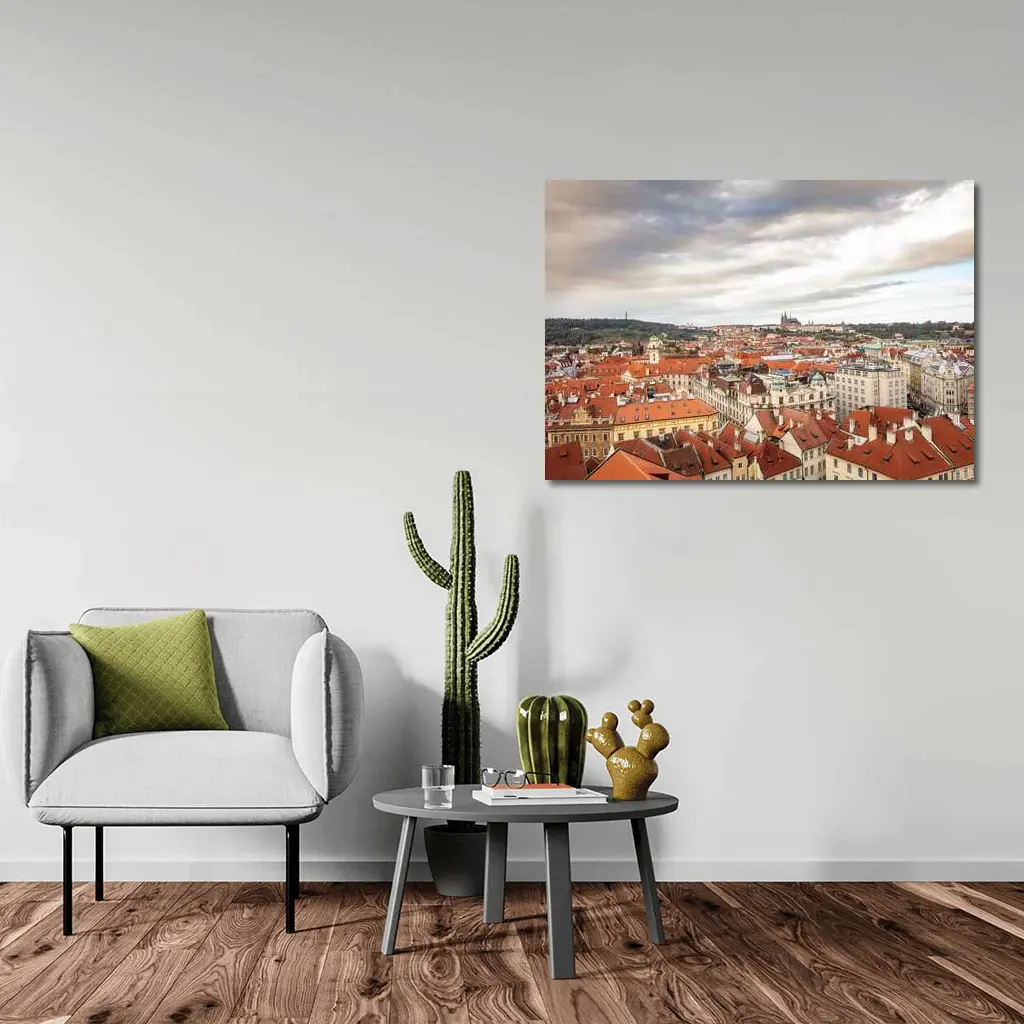 Prague Old Town Red Rooftops Skyline View – Wall Art