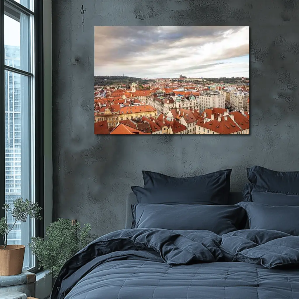 Prague Old Town Red Rooftops Skyline View – Wall Art