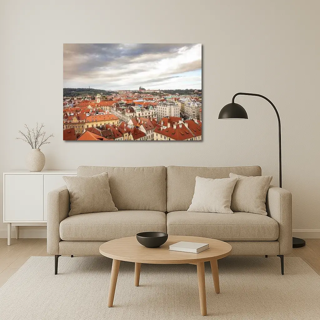 Prague Old Town Red Rooftops Skyline View – Wall Art