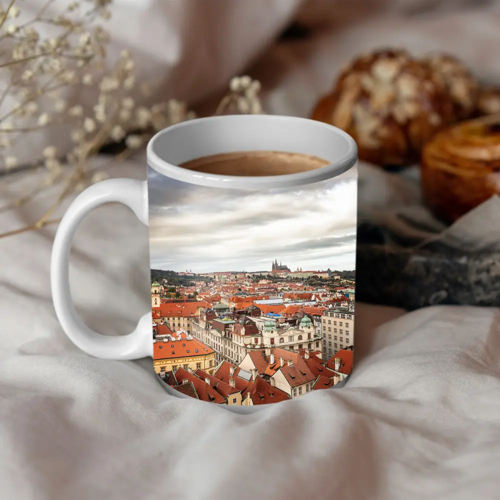 Prague Old Town Red Rooftops Skyline View – Mugs